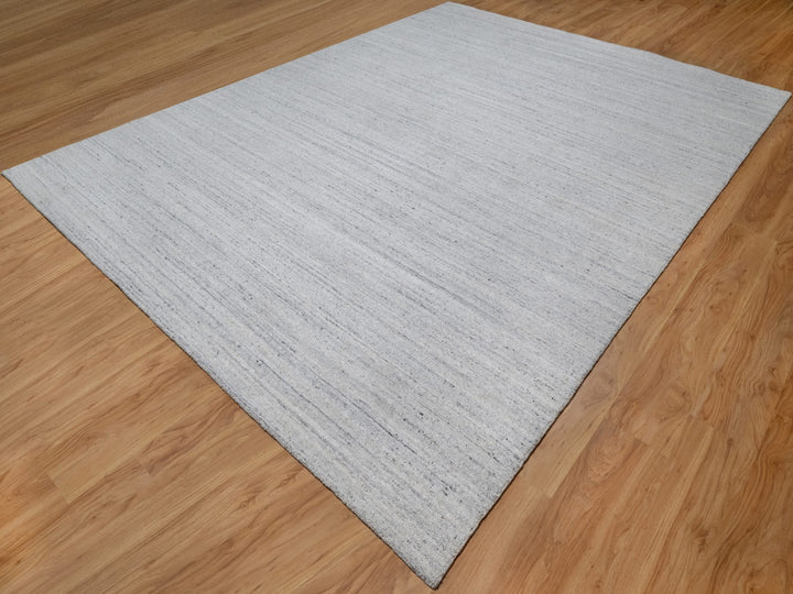 9'0" x 11'11" New Hand Loomed Ivory Wool Rectangle Oriental Rug - MOA10291187