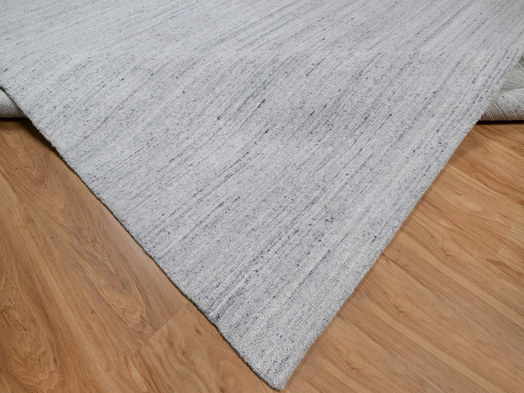 9'0" x 11'11" New Hand Loomed Ivory Wool Rectangle Oriental Rug - MOA10291187