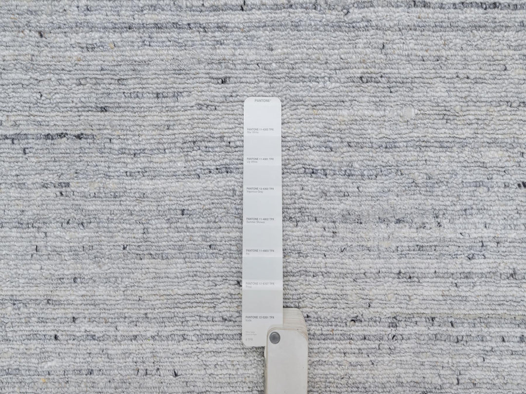 9'0" x 11'11" New Hand Loomed Ivory Wool Rectangle Oriental Rug - MOA10291187