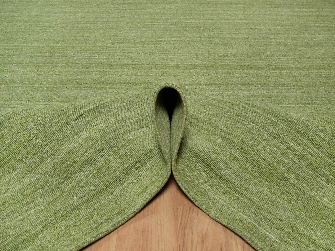 8'0" x 10'0" New Hand Loomed Green Wool Rectangle Oriental Rug - MOA10291190