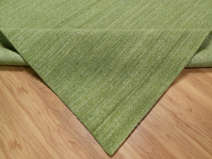 8'0" x 10'0" New Hand Loomed Green Wool Rectangle Oriental Rug - MOA10291190