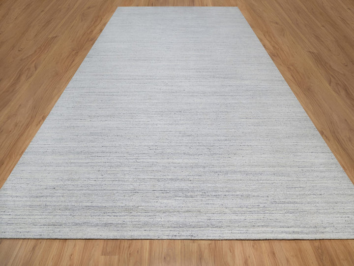 12'0" x 17'11" New Hand Loomed Ivory Wool Rectangle Oriental Rug - MOA10291193