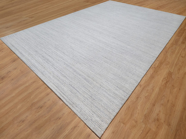 12'0" x 17'11" New Hand Loomed Ivory Wool Rectangle Oriental Rug - MOA10291193