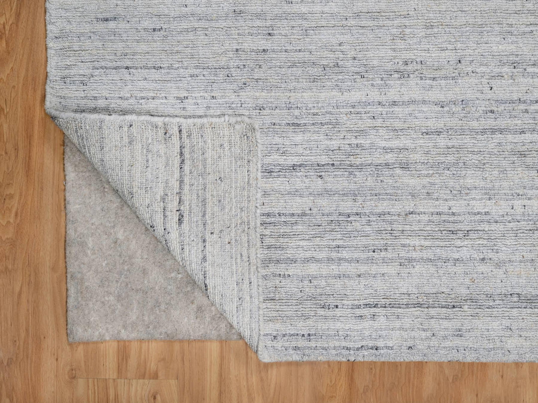 12'0" x 17'11" New Hand Loomed Ivory Wool Rectangle Oriental Rug - MOA10291193