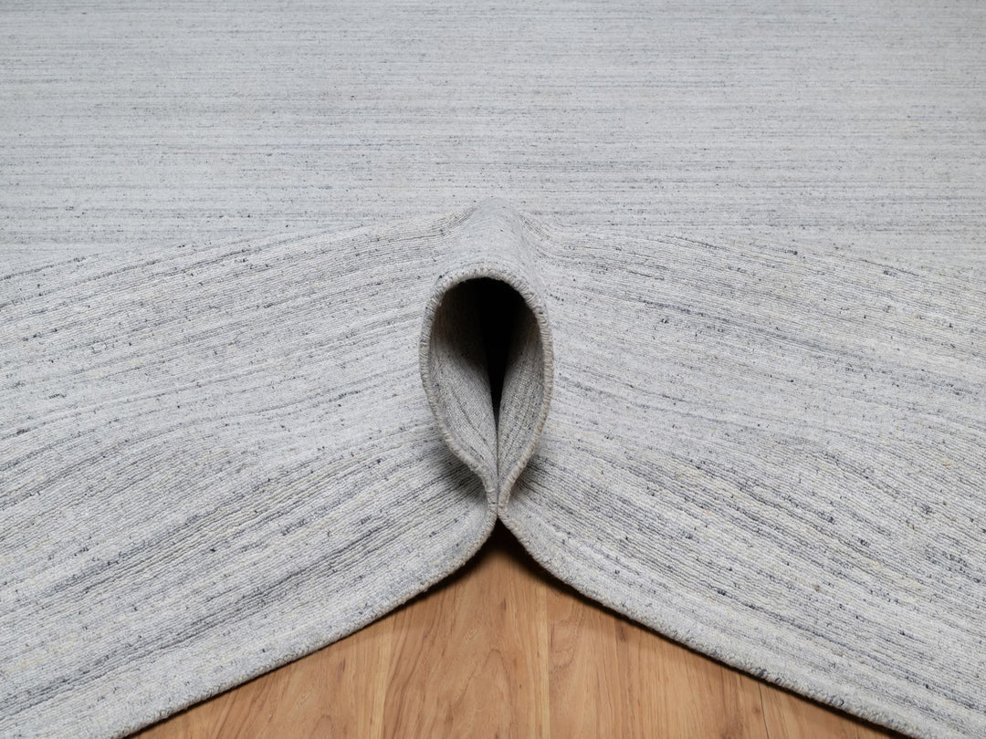 12'0" x 17'11" New Hand Loomed Ivory Wool Rectangle Oriental Rug - MOA10291193