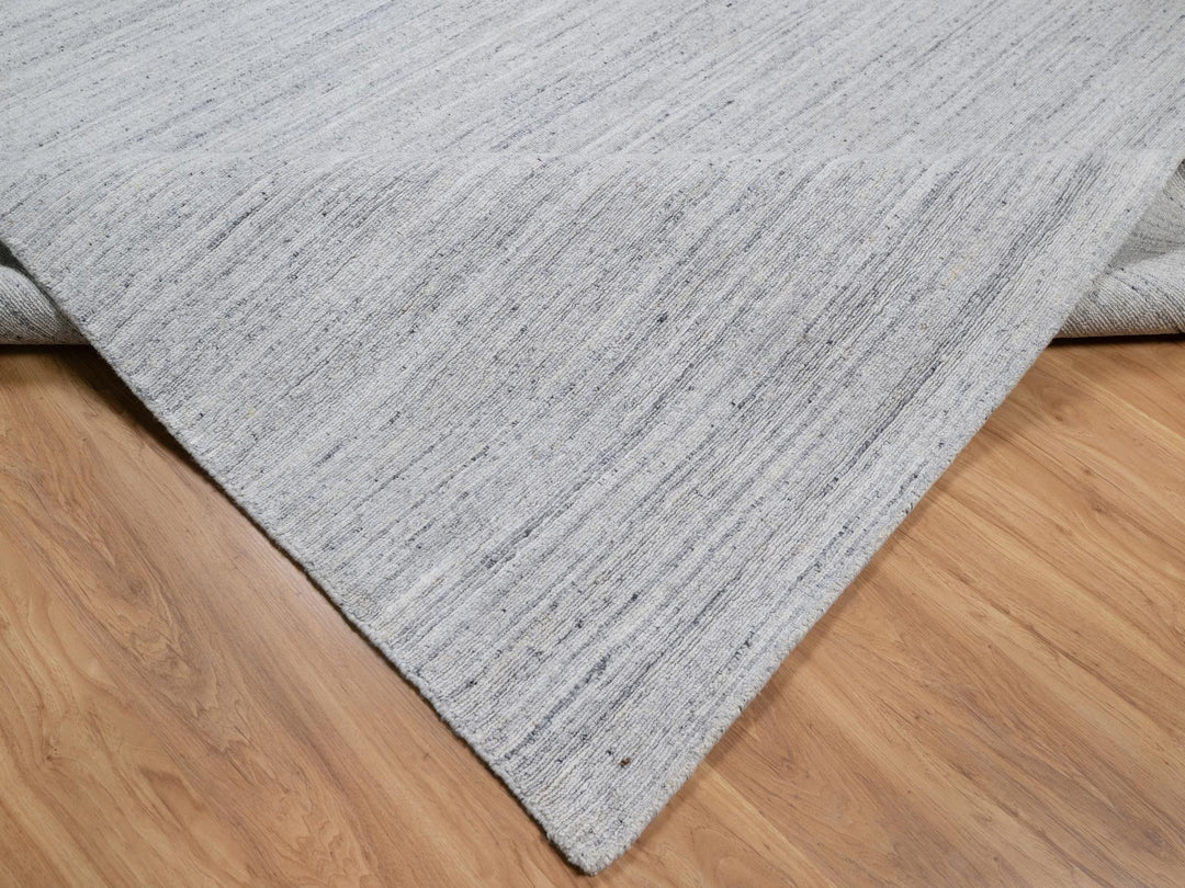 12'0" x 17'11" New Hand Loomed Ivory Wool Rectangle Oriental Rug - MOA10291193