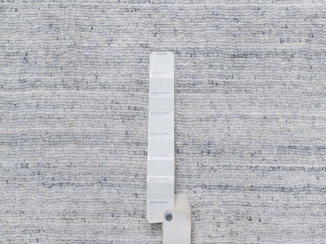 12'0" x 17'11" New Hand Loomed Ivory Wool Rectangle Oriental Rug - MOA10291193