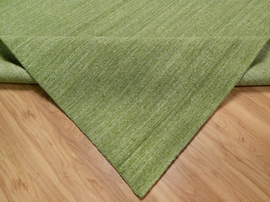 8'1" x 10'0" New Hand Loomed Green Wool Rectangle Oriental Rug - MOA10291194