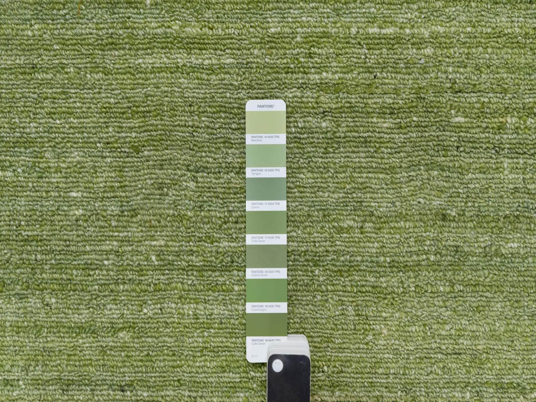 8'1" x 10'0" New Hand Loomed Green Wool Rectangle Oriental Rug - MOA10291194