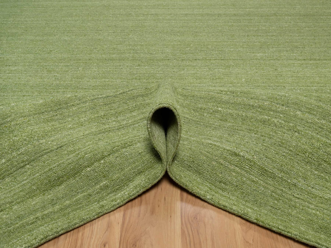 9'0" x 12'0" New Hand Loomed Green Wool Rectangle Oriental Rug - MOA10291195