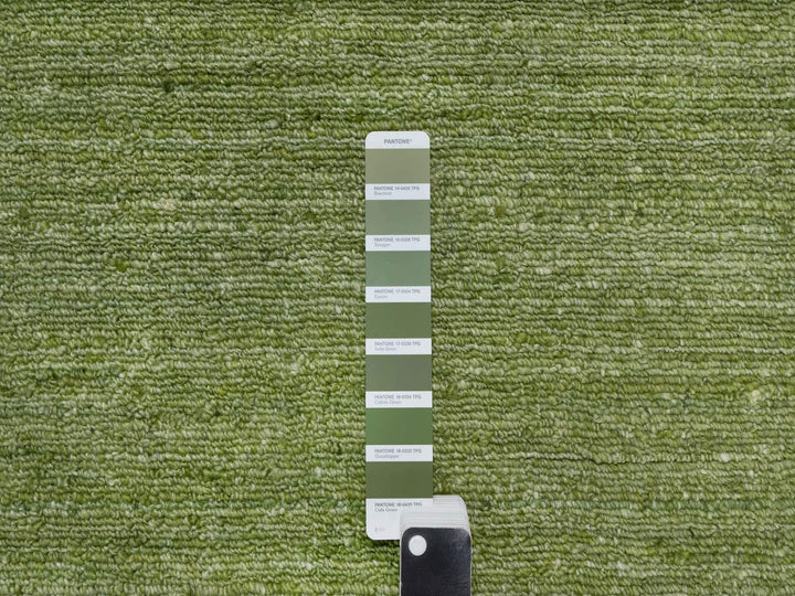 9'0" x 12'0" New Hand Loomed Green Wool Rectangle Oriental Rug - MOA10291195