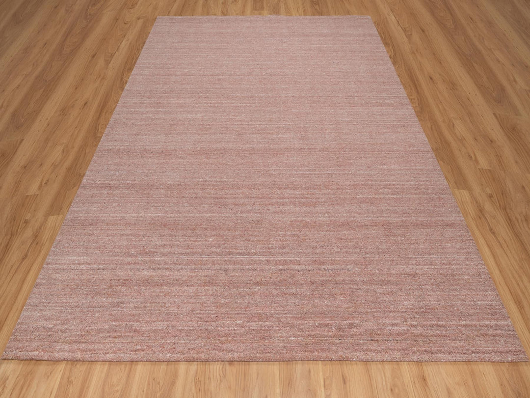 8'2" x 10'1" New Hand Loomed Pink Wool Rectangle Oriental Rug - MOA10291197