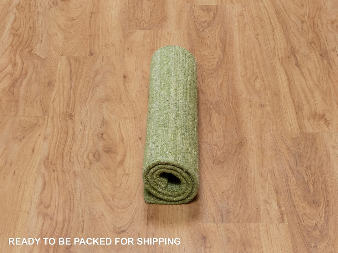 2'1" x 3'0" New Hand Loomed Green Wool Rectangle Oriental Rug - MOA10291200