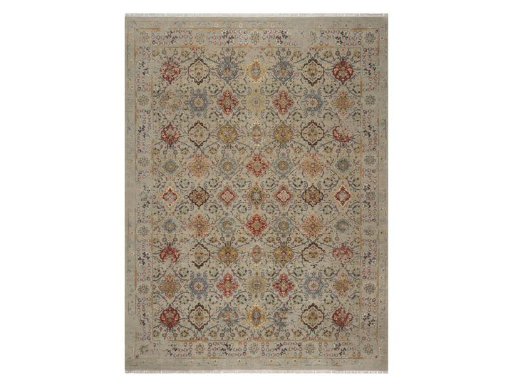 8'10" x 11'11" New Hand Knotted Brown Wool & Pure Silk Rectangle Oriental Rug - MOA10291291