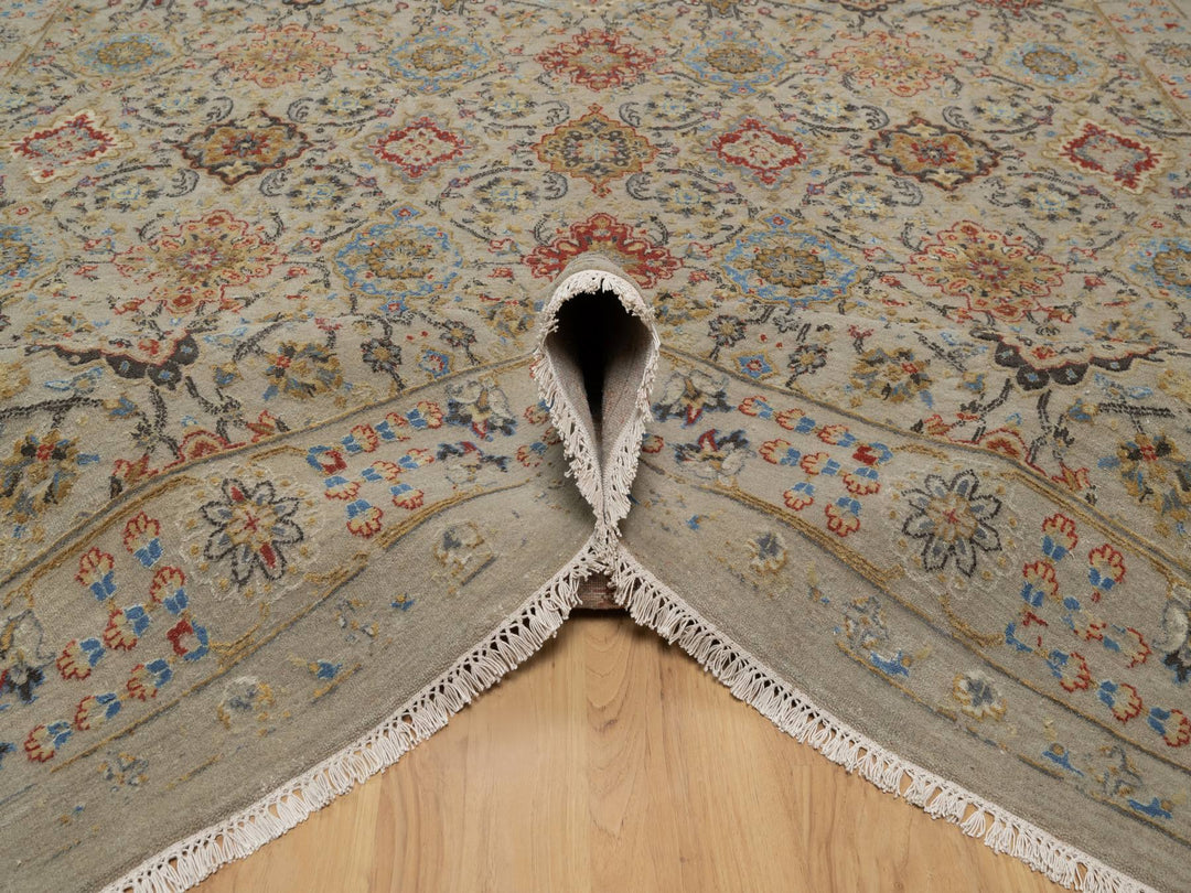 8'10" x 11'11" New Hand Knotted Brown Wool & Pure Silk Rectangle Oriental Rug - MOA10291291