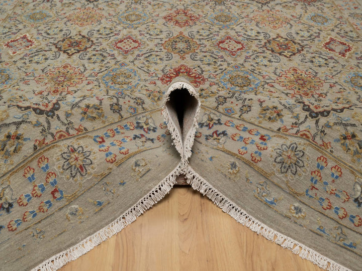 8'10" x 11'11" New Hand Knotted Brown Wool & Pure Silk Rectangle Oriental Rug - MOA10291291