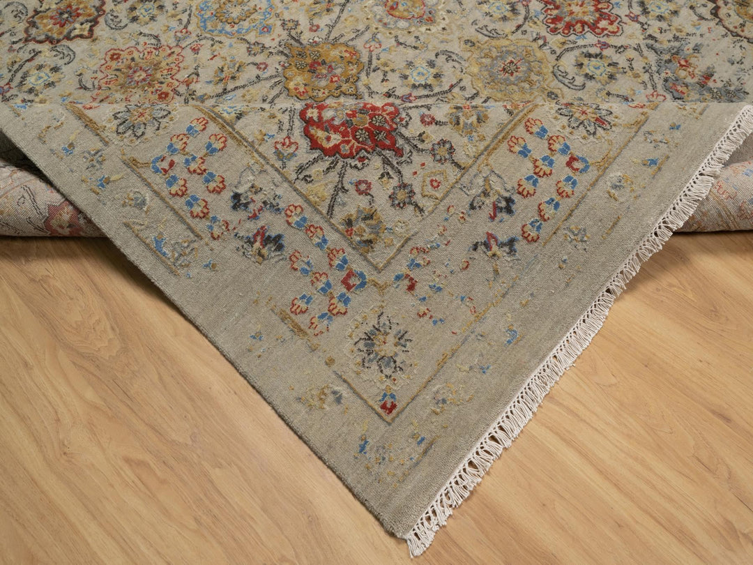 8'10" x 11'11" New Hand Knotted Brown Wool & Pure Silk Rectangle Oriental Rug - MOA10291291