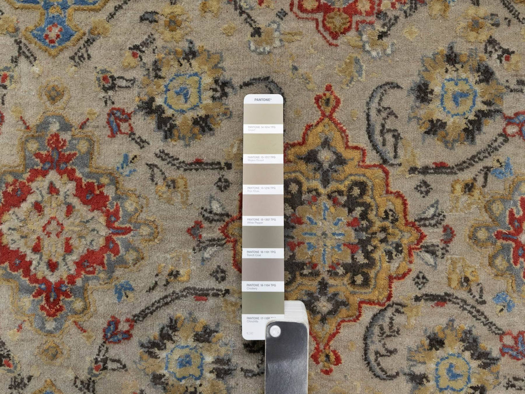 8'10" x 11'11" New Hand Knotted Brown Wool & Pure Silk Rectangle Oriental Rug - MOA10291291