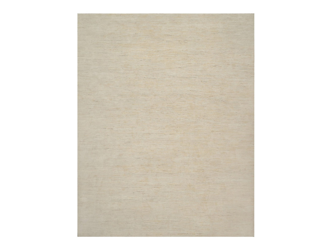 12'0" x 15'2" New Hand Knotted Ivory Wool Rectangle Oriental Rug - MOA10291349