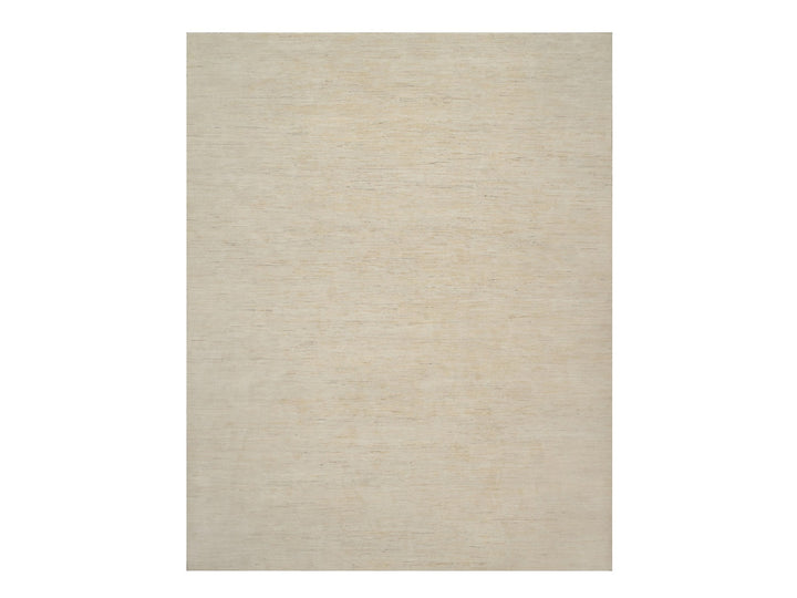 12'0" x 15'2" New Hand Knotted Ivory Wool Rectangle Oriental Rug - MOA10291349