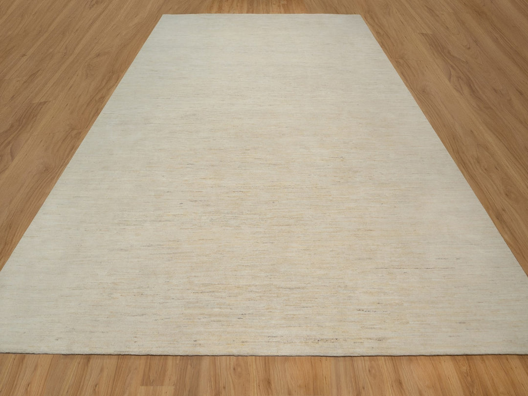 12'0" x 15'2" New Hand Knotted Ivory Wool Rectangle Oriental Rug - MOA10291349