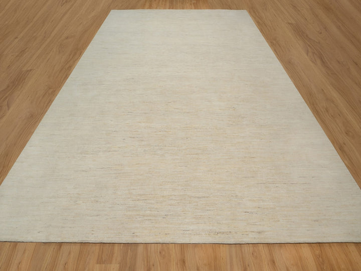 12'0" x 15'2" New Hand Knotted Ivory Wool Rectangle Oriental Rug - MOA10291349