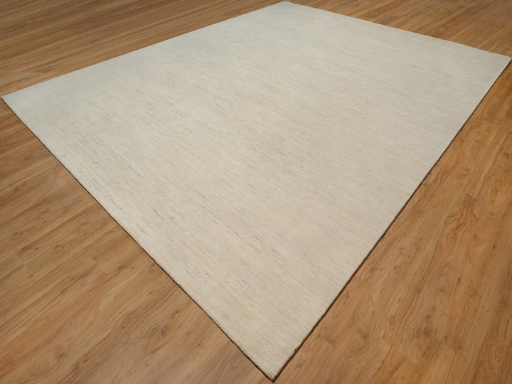 12'0" x 15'2" New Hand Knotted Ivory Wool Rectangle Oriental Rug - MOA10291349