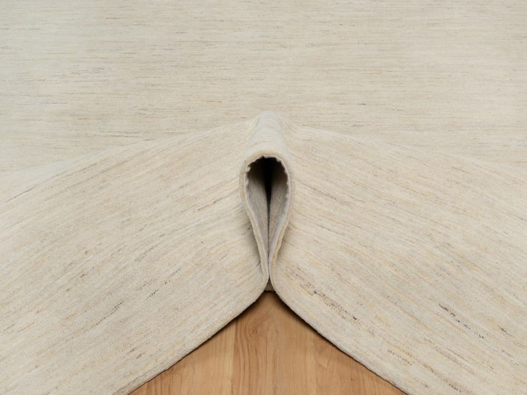 12'0" x 15'2" New Hand Knotted Ivory Wool Rectangle Oriental Rug - MOA10291349