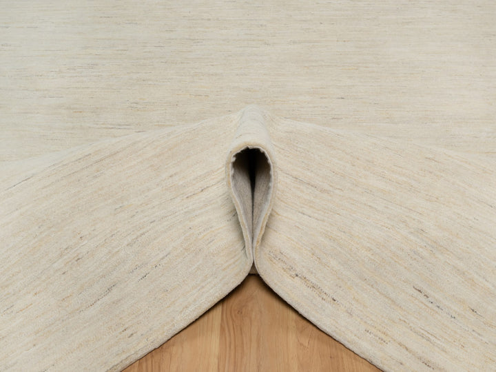 12'0" x 15'2" New Hand Knotted Ivory Wool Rectangle Oriental Rug - MOA10291349