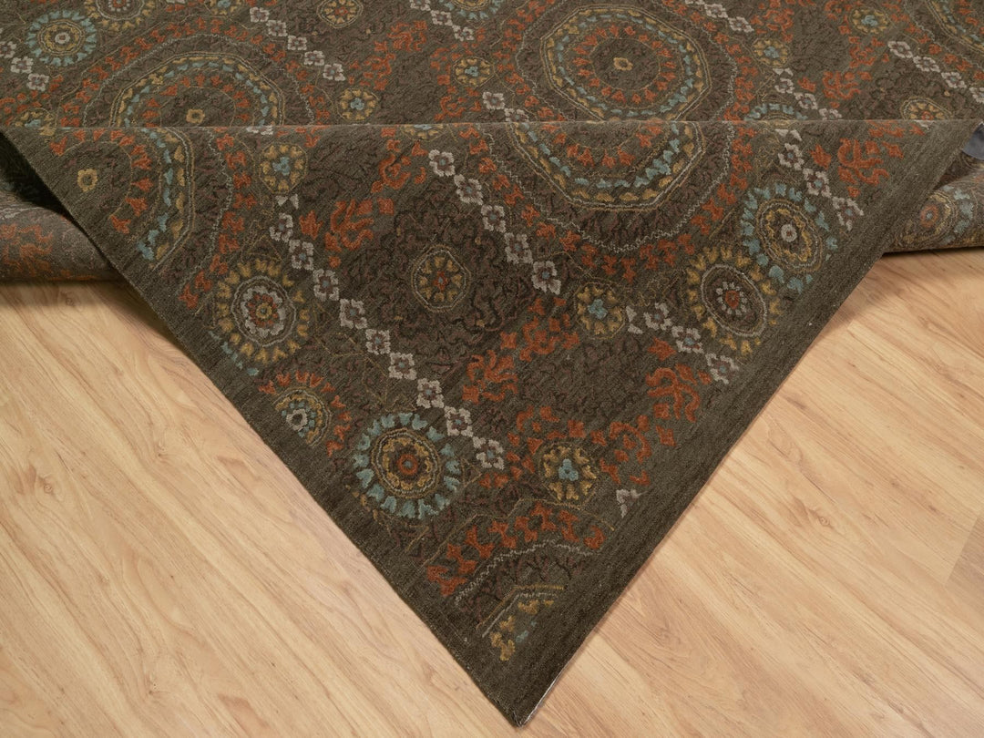 10'1" x 15'1" New Hand Knotted Brown Wool Rectangle Oriental Rug - MOA10291363