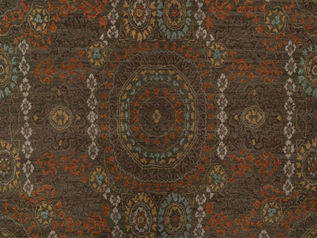 10'1" x 15'1" New Hand Knotted Brown Wool Rectangle Oriental Rug - MOA10291363