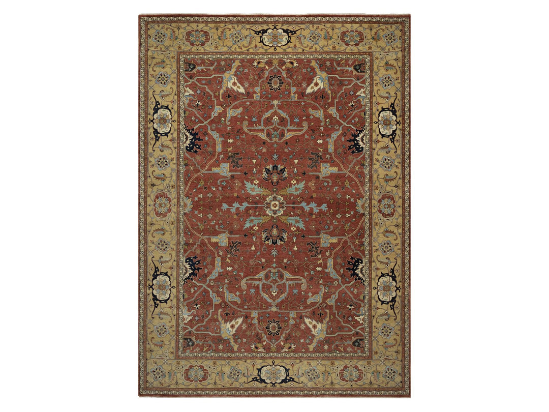 10'1" x 14'2" New Hand Knotted Red Wool Rectangle Oriental Rug - MOA10291401