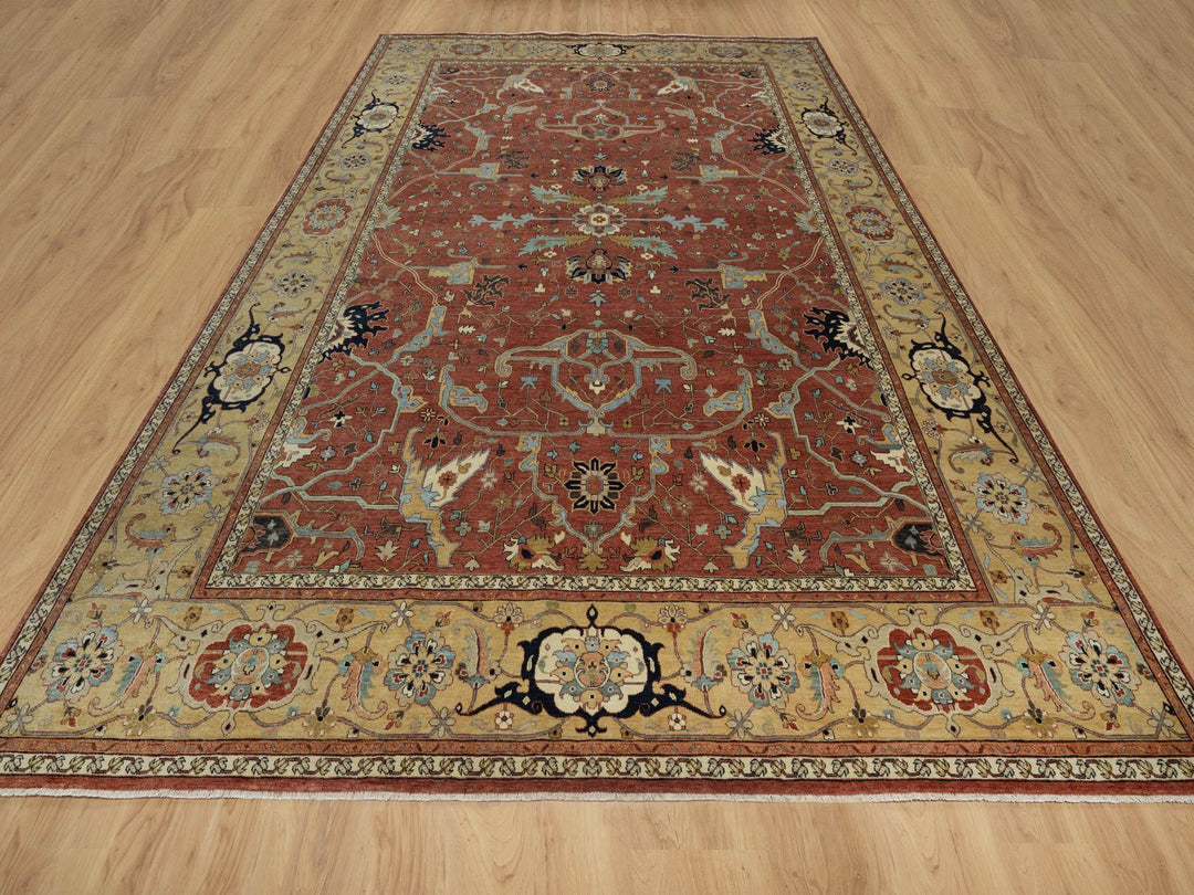 10'1" x 14'2" New Hand Knotted Red Wool Rectangle Oriental Rug - MOA10291401