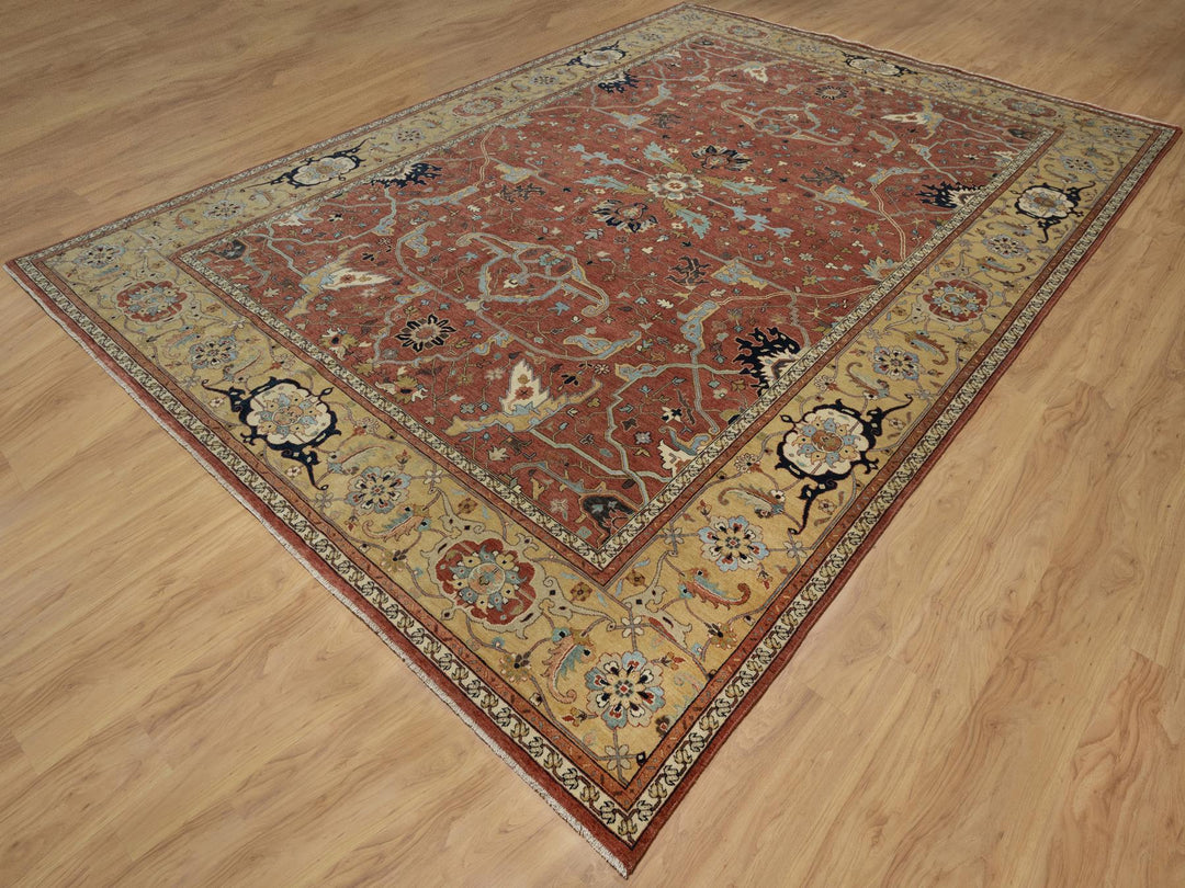 10'1" x 14'2" New Hand Knotted Red Wool Rectangle Oriental Rug - MOA10291401