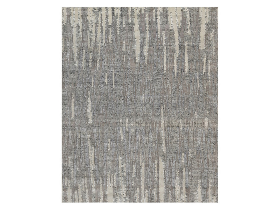 8'1" x 10'2" New Hand Knotted Grey Wool Rectangle Oriental Rug - MOA10291429