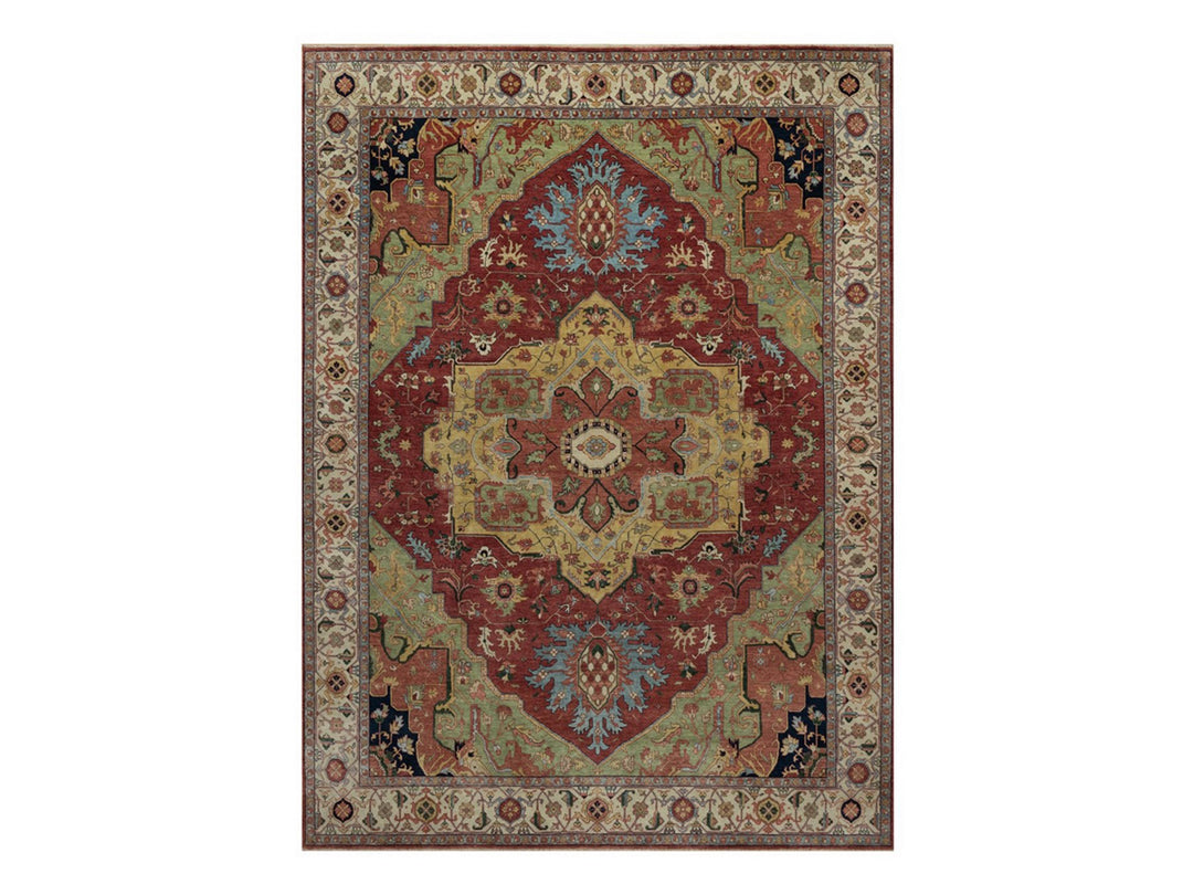 8'11" x 12'1" New Hand Knotted Red Wool Rectangle Oriental Rug - MOA10291516