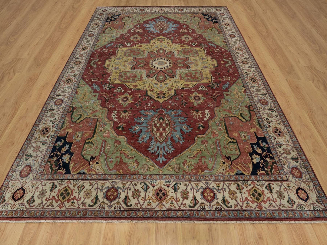 8'11" x 12'1" New Hand Knotted Red Wool Rectangle Oriental Rug - MOA10291516