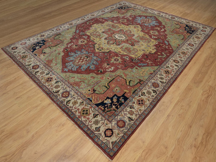 8'11" x 12'1" New Hand Knotted Red Wool Rectangle Oriental Rug - MOA10291516