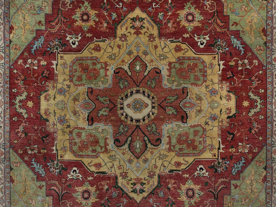 8'11" x 12'1" New Hand Knotted Red Wool Rectangle Oriental Rug - MOA10291516