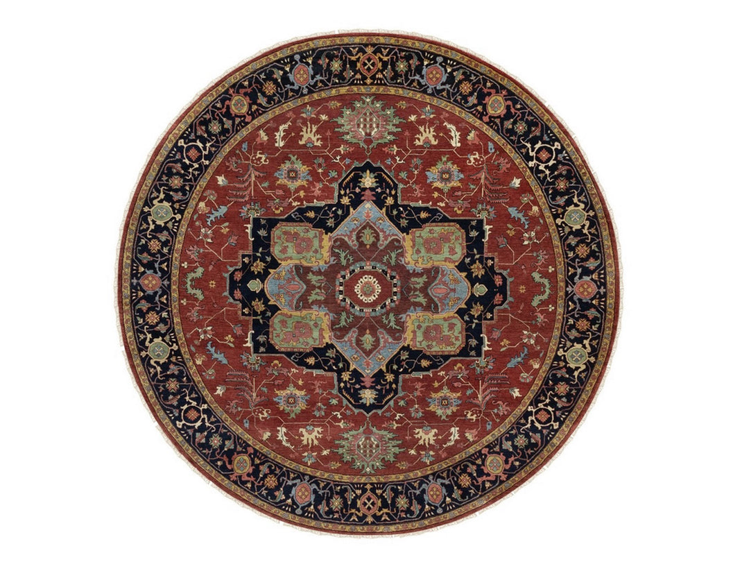 10'0" x 10'0" New Hand Knotted Red Wool Round Oriental Rug - MOA10291518