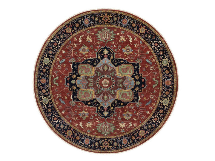 10'0" x 10'0" New Hand Knotted Red Wool Round Oriental Rug - MOA10291518