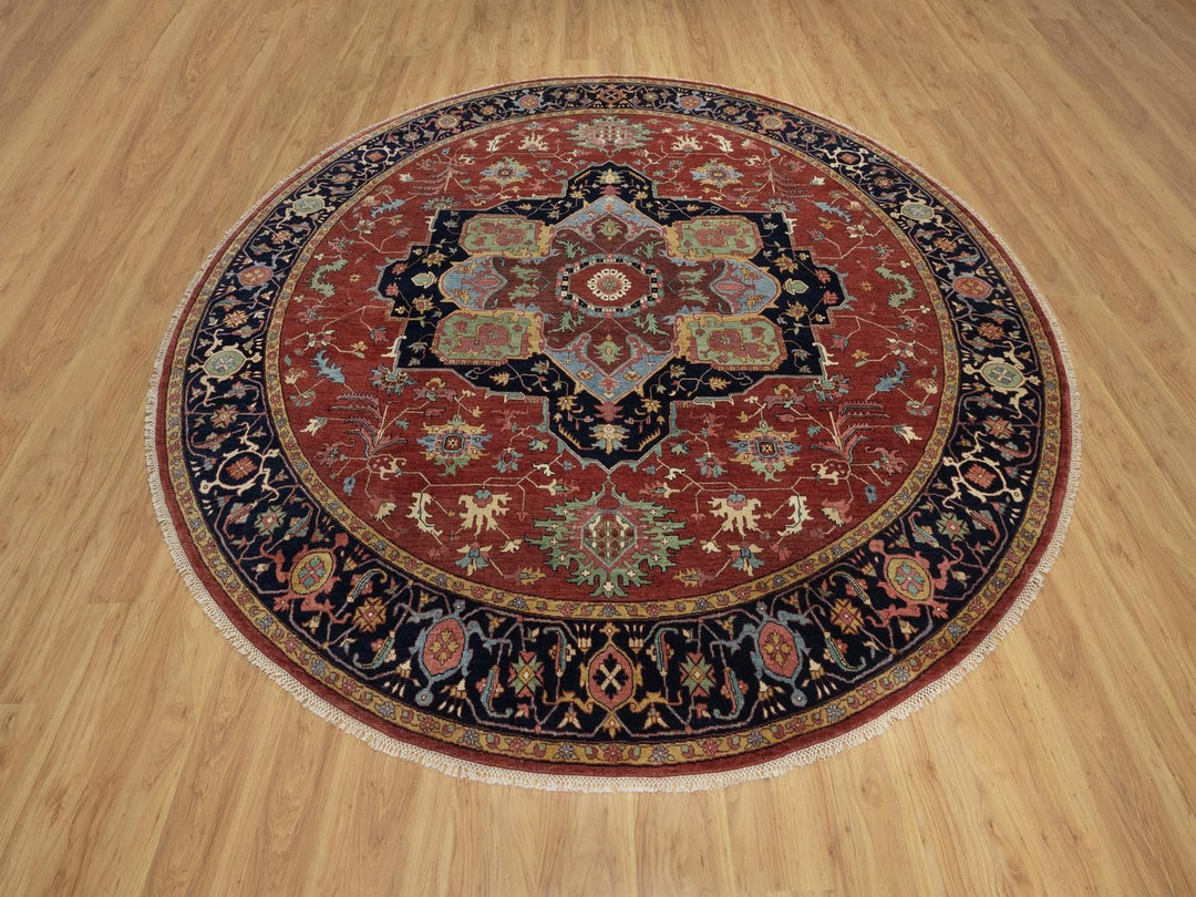 10'0" x 10'0" New Hand Knotted Red Wool Round Oriental Rug - MOA10291518