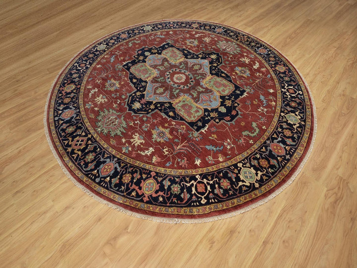 10'0" x 10'0" New Hand Knotted Red Wool Round Oriental Rug - MOA10291518