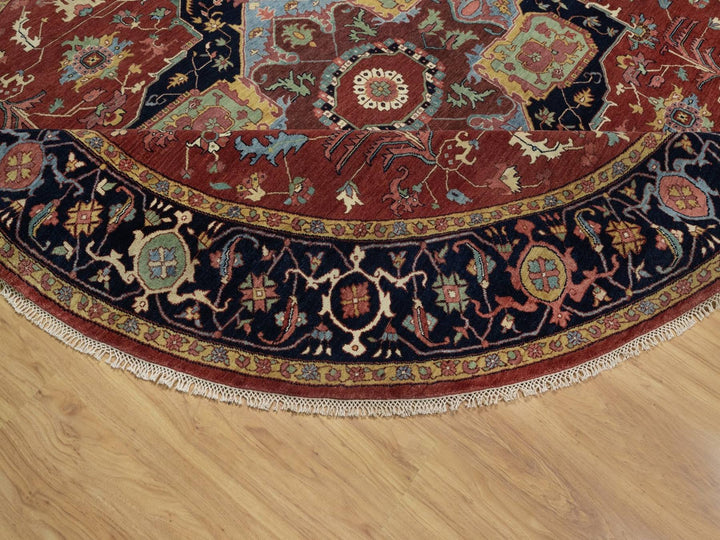 10'0" x 10'0" New Hand Knotted Red Wool Round Oriental Rug - MOA10291518