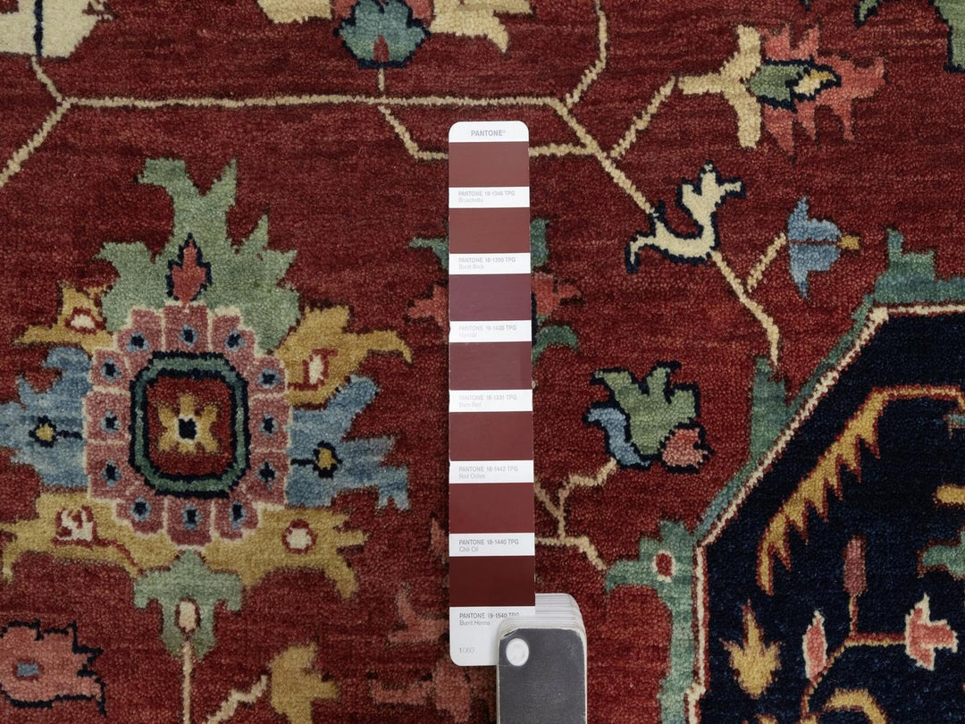 10'0" x 10'0" New Hand Knotted Red Wool Round Oriental Rug - MOA10291518