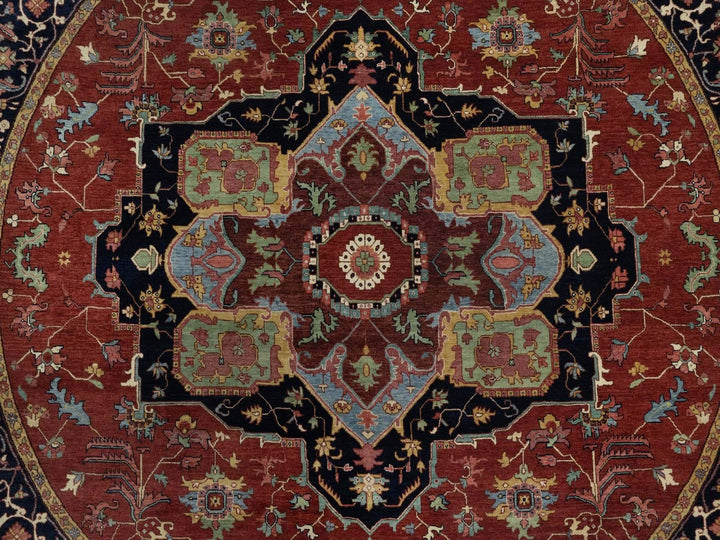 10'0" x 10'0" New Hand Knotted Red Wool Round Oriental Rug - MOA10291518