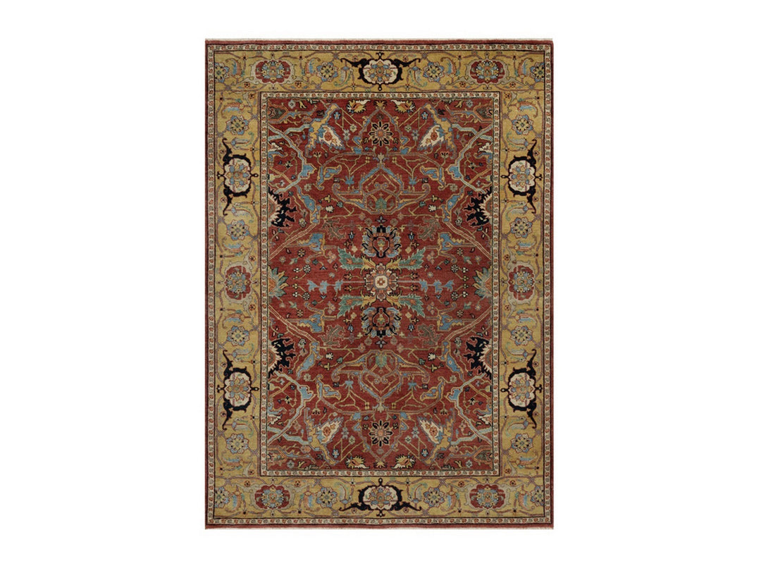 5'2" x 7'2" New Hand Knotted Red Wool Rectangle Oriental Rug - MOA10291519