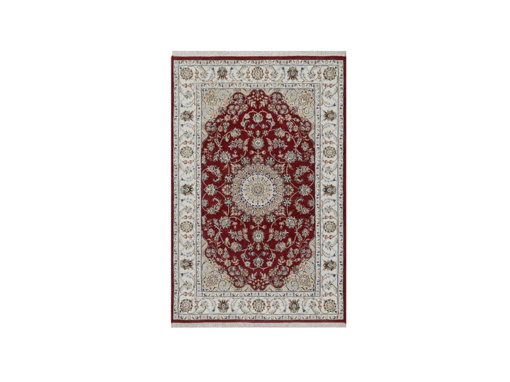 3'11" x 6'1" New Hand Knotted Red Wool & Silk Rectangle Oriental Rug - MOA10291530