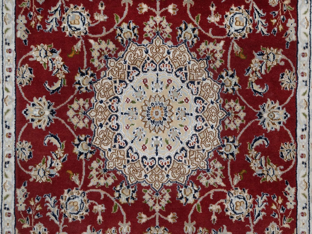 3'11" x 6'1" New Hand Knotted Red Wool & Silk Rectangle Oriental Rug - MOA10291530
