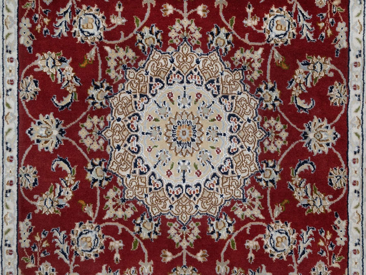 3'11" x 6'1" New Hand Knotted Red Wool & Silk Rectangle Oriental Rug - MOA10291530